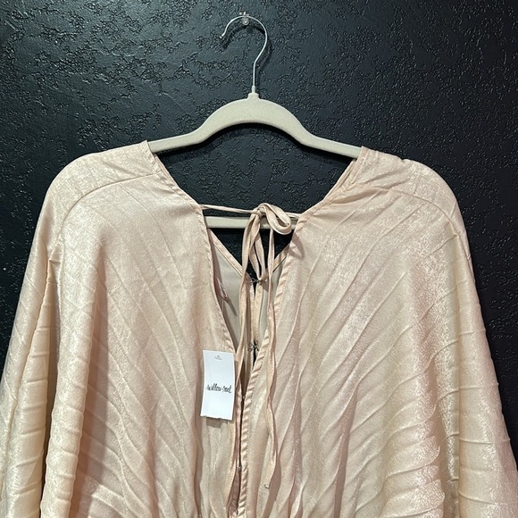 WILLOW & ROOT Pleated Chiffon Dolman Blouse Dusty Pink Size L NWT - Picture 3 of 9